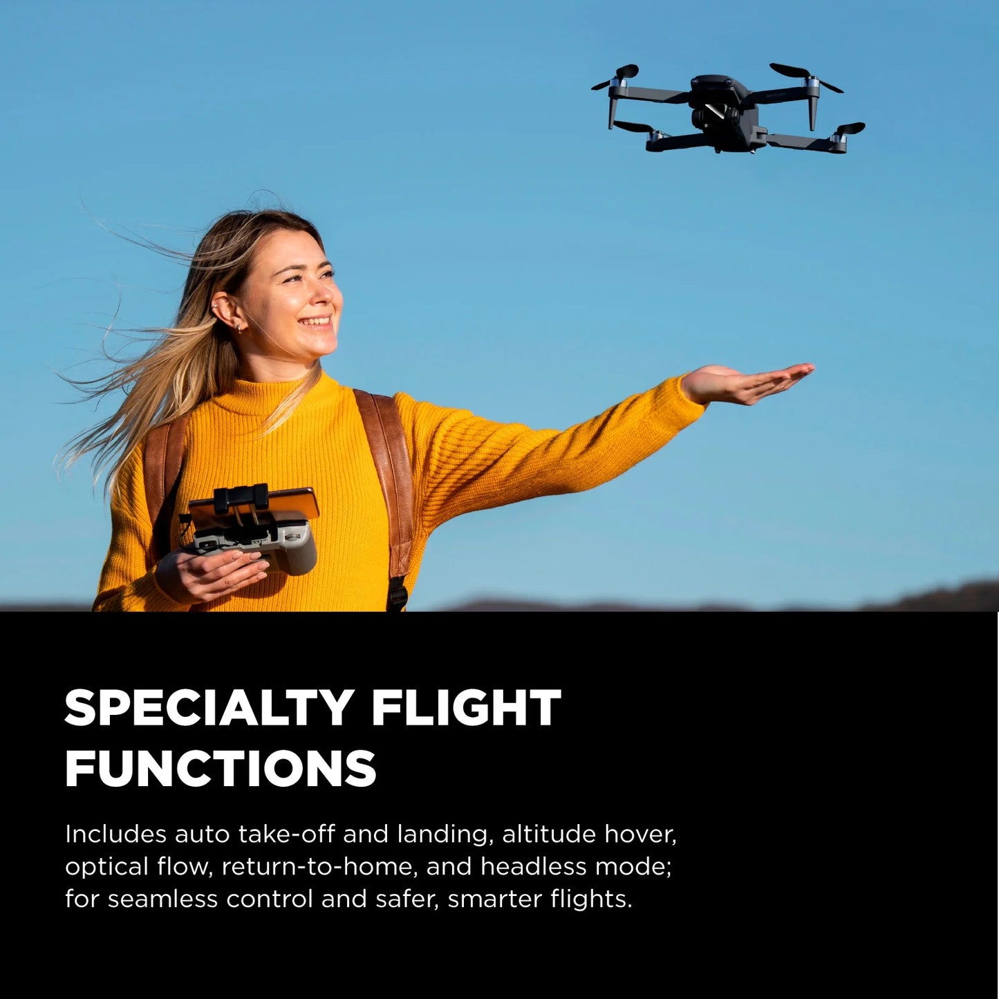 SKYFLOW GPS Foldable 4K UHD Camera Drone for Adults with Live Video Feed, 5" Touchscreen Remote, 3-Axis Gimbal, Brushless Motors, Auto Return, Optical Flow & Carry Case