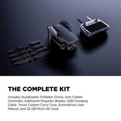 SKYFLOW GPS Foldable 4K UHD Camera Drone for Adults with Live Video Feed, 5" Touchscreen Remote, 3-Axis Gimbal, Brushless Motors, Auto Return, Optical Flow & Carry Case